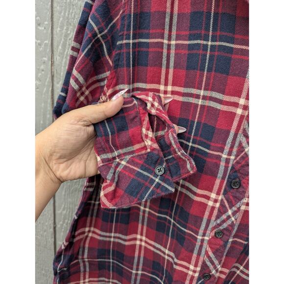 Well Worn Fall Plaid Tartan button down emo pumpkin spice long sleeve S Cotton - Picture 4 of 6